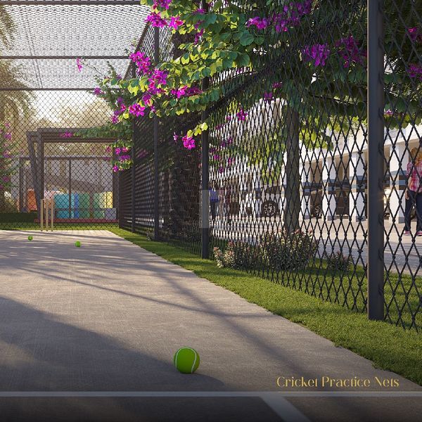 Cricket practice net at SreeChaitanya Urban Abode, offering properties for sale in Hyderabad.